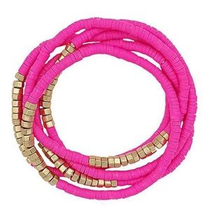 Metal Bead Rubber Stretch Set Bracelet